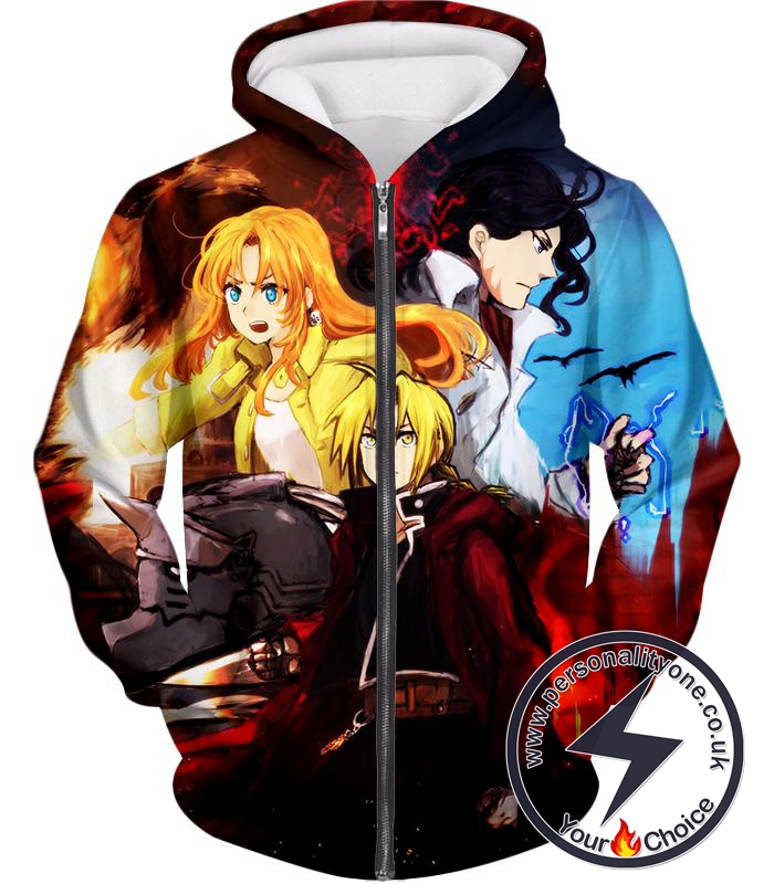 Fullmetal Alchemist Cool Fullmetal Alchemist Anime Promo Poster Zip Up Hoodie